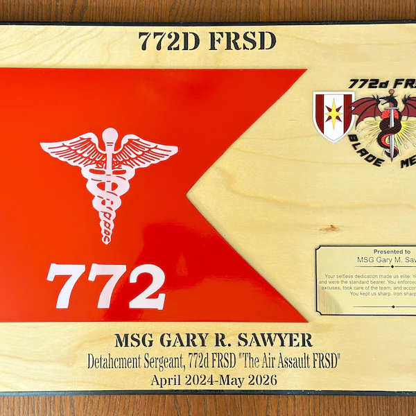 Finished custom guidon plaque